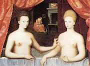 School of Fontainebleau Gabrielle d'Estrees and One of he Sisters in the Bath oil painting